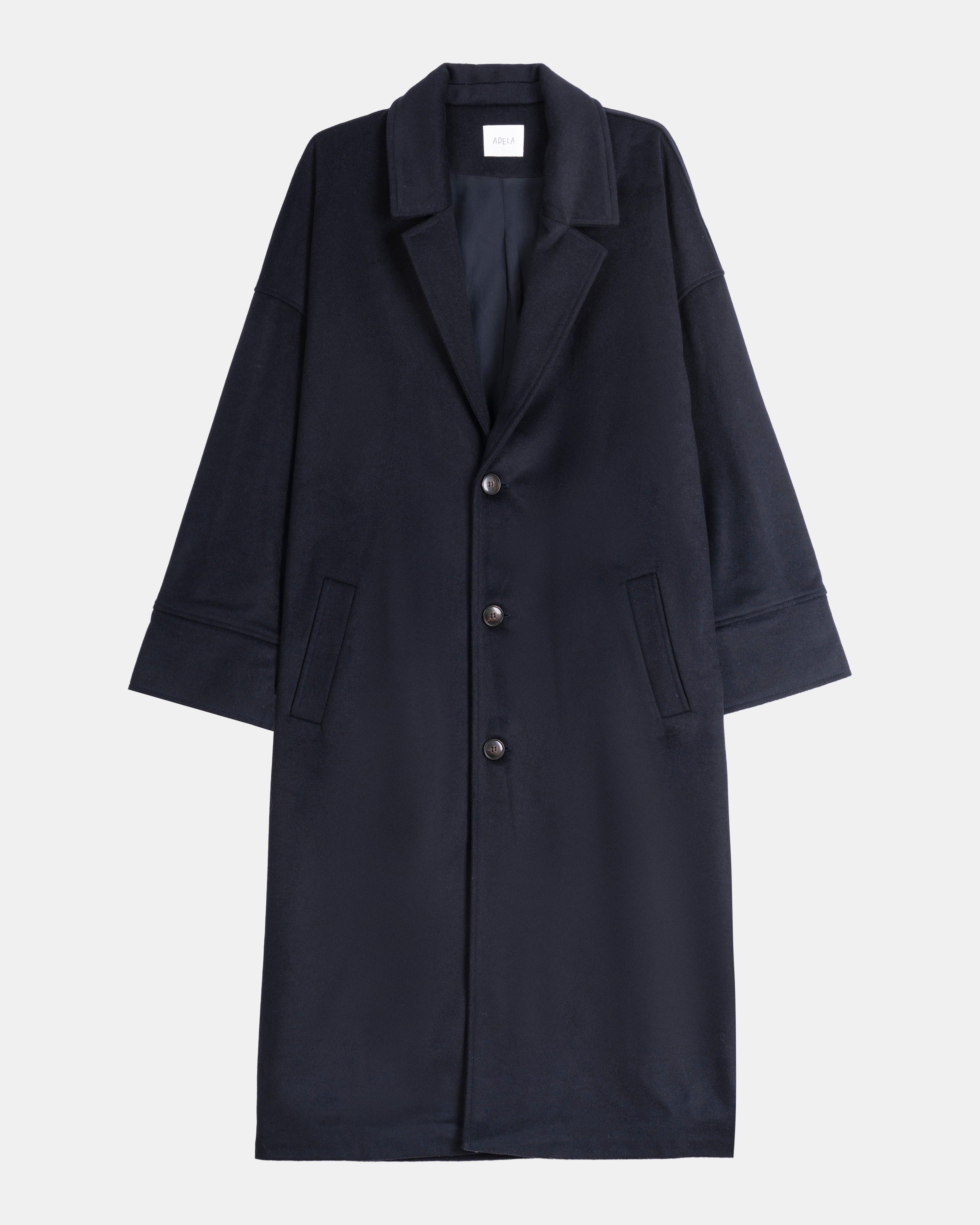 Wool Cashmere Coat - Limited Edition Navy – ADELA THE STUDIO