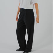 Signature Wool Pleated Trousers - Black