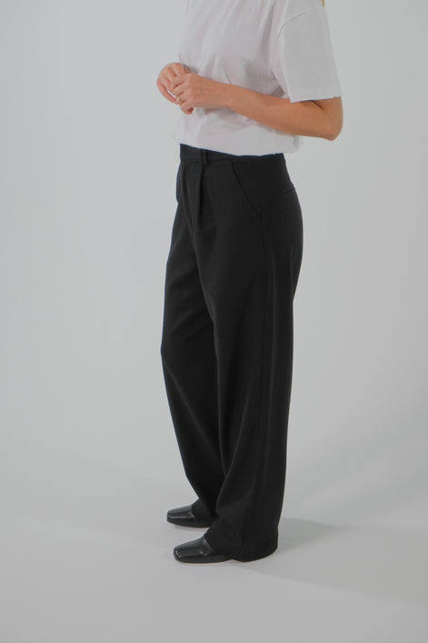 Signature Wool Pleated Trousers - Black
