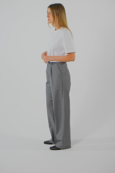 Signature Wool Pleated Trousers - Grey