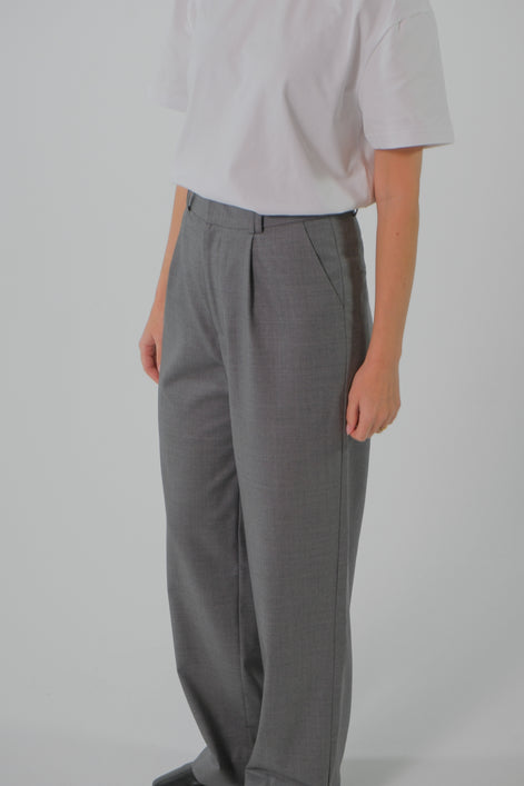 Signature Wool Pleated Trousers - Grey