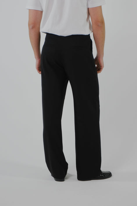 Signature Wool Pleated Trousers - Black