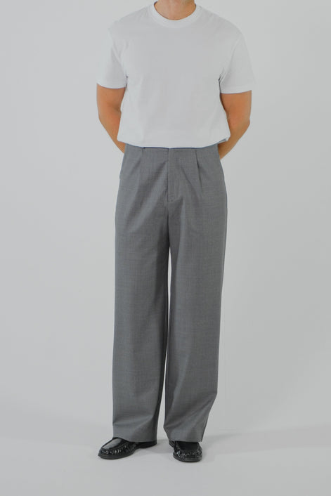 Signature Wool Pleated Trousers - Grey