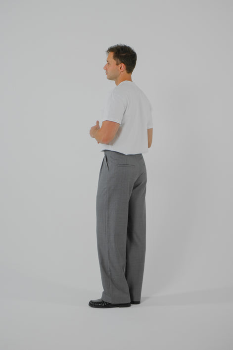 Signature Wool Pleated Trousers - Grey