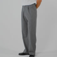 Signature Wool Pleated Trousers - Grey