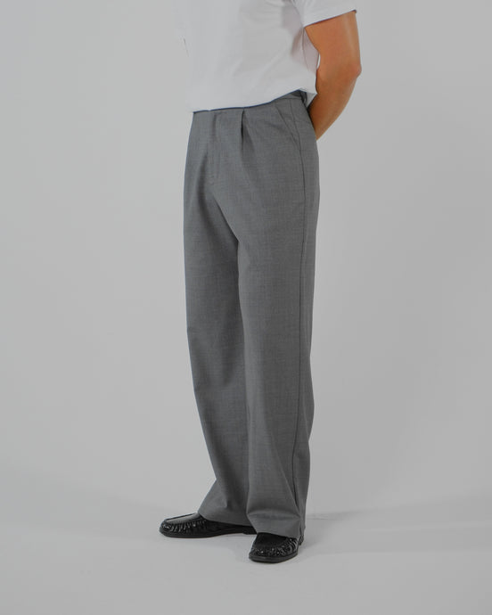 Signature Wool Pleated Trousers - Grey