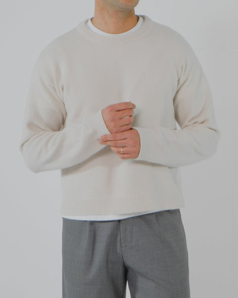 Wool Cashmere Crewneck - Cream | Pre Order