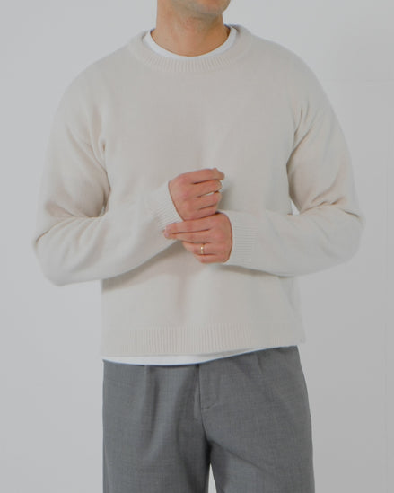 Wool Cashmere Crewneck - Cream