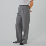 Signature Wool Pleated Trousers - Grey