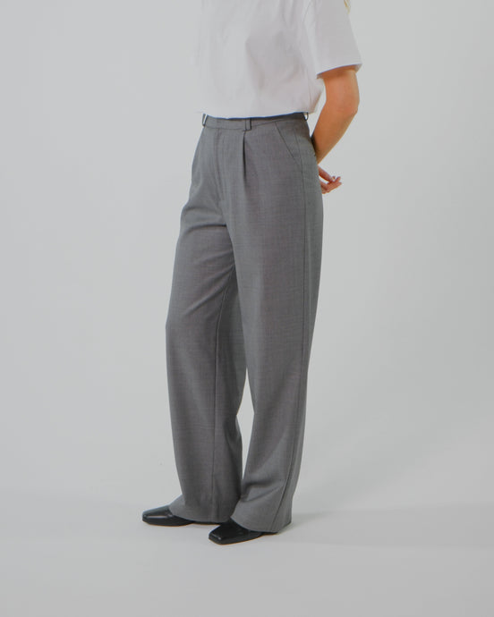 Signature Wool Pleated Trousers - Grey