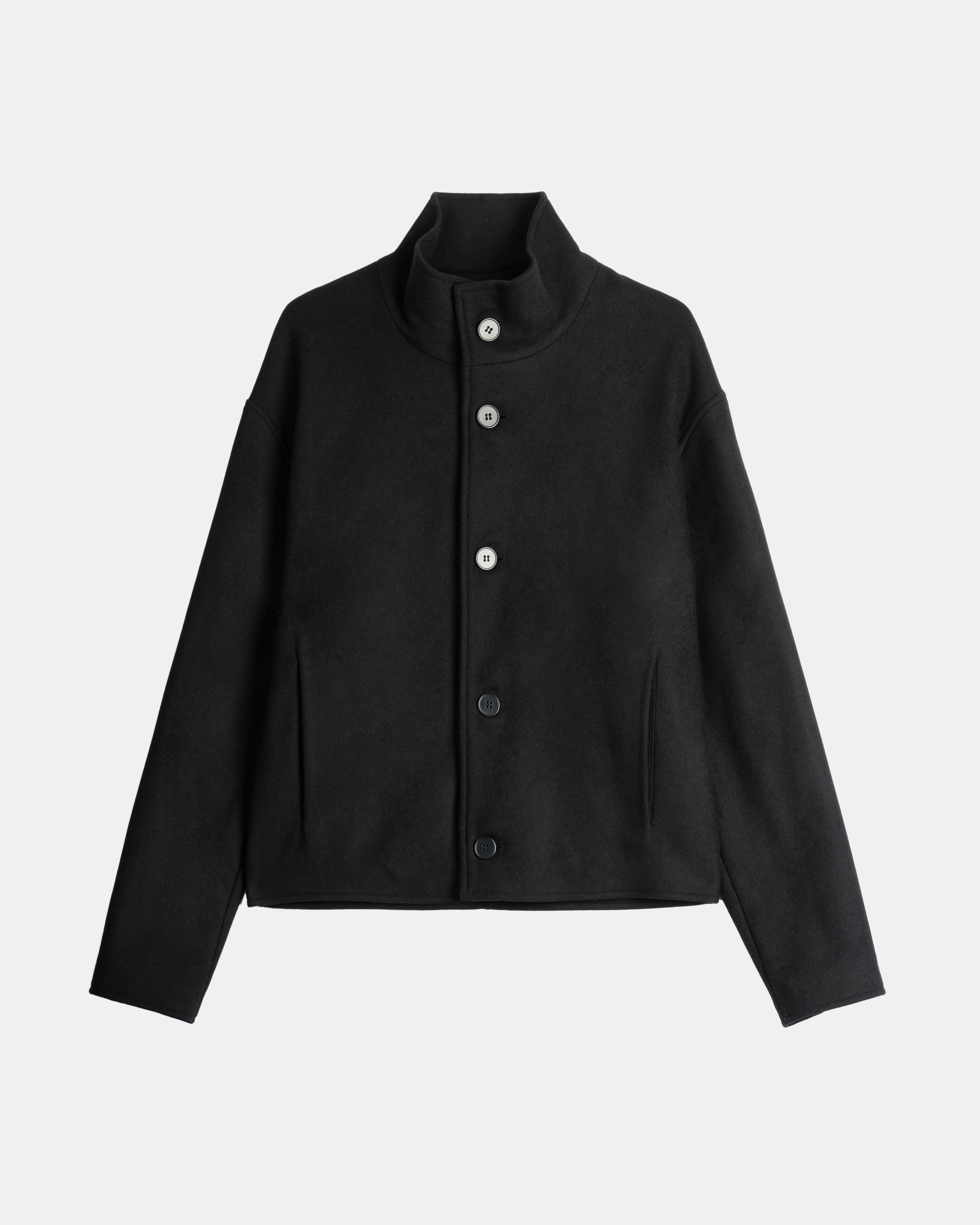 High Collar Wool Jacket - Black – ADELA THE STUDIO