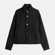 High Collar Wool Jacket - Black | Pre Order