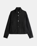 High Collar Wool Jacket - Black