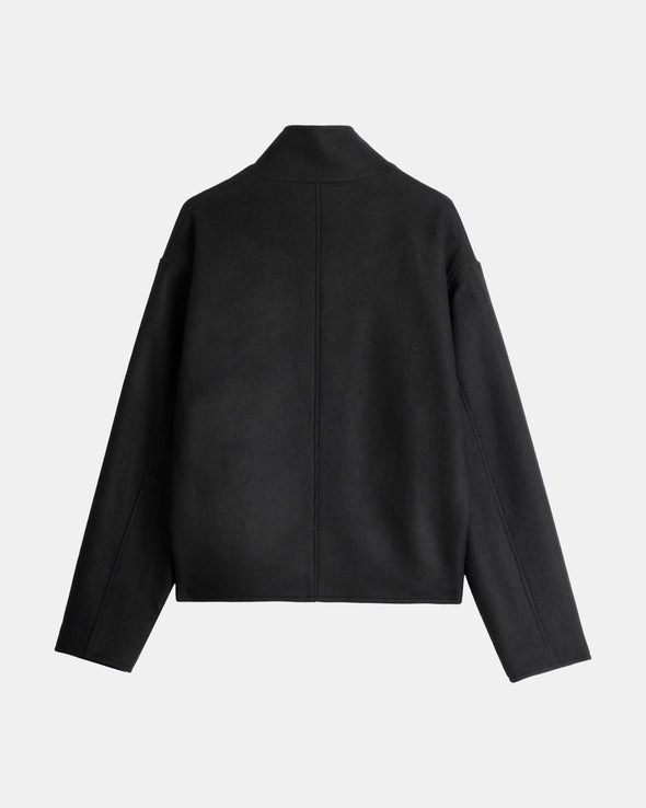 High Collar Wool Jacket - Black | Pre Order