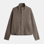 High Collar Wool Jacket - Taupe | Pre Order