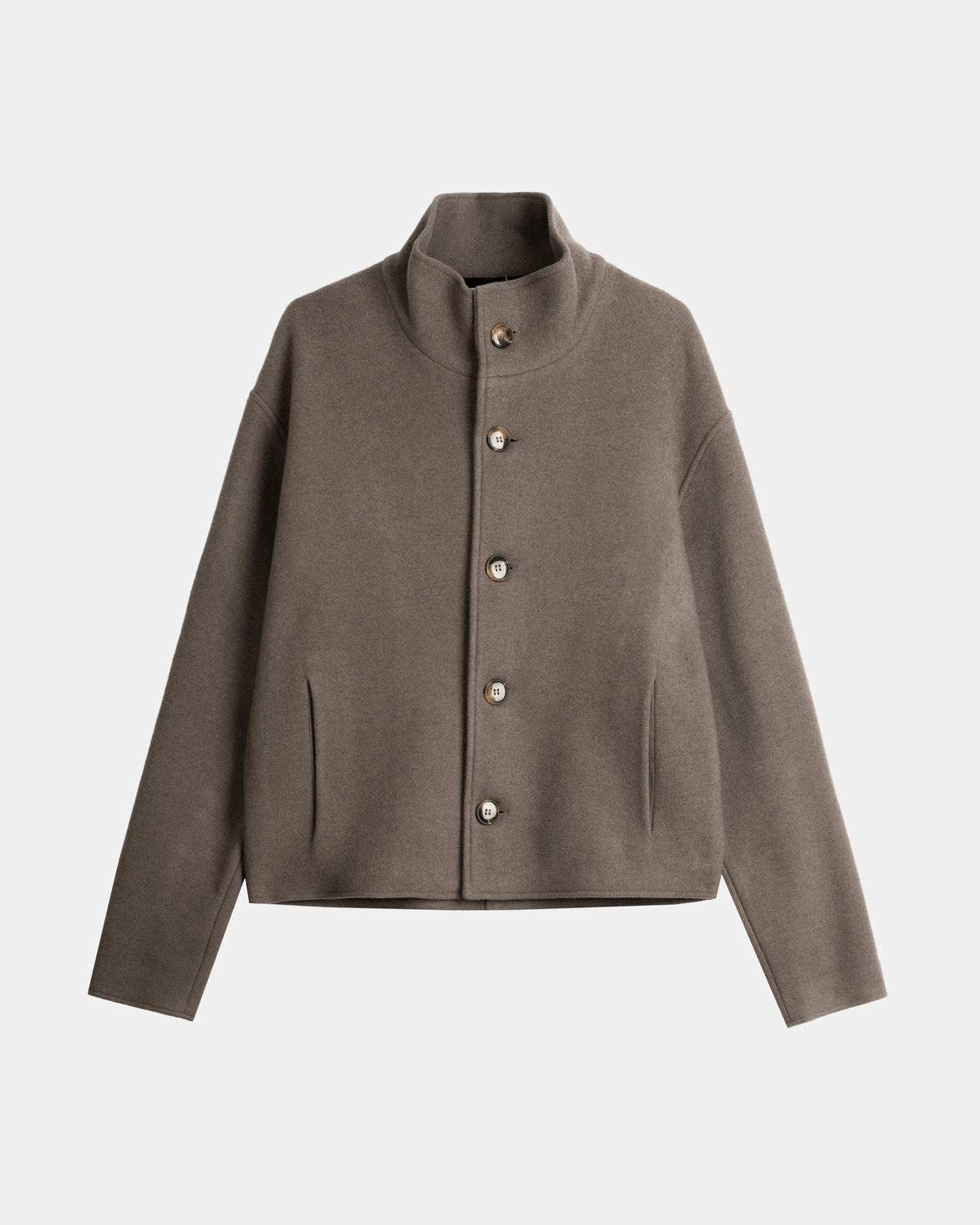 High Collar Wool Jacket - Taupe | Pre Order