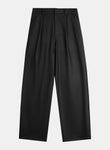 Signature Wool Pleated Trousers - Black
