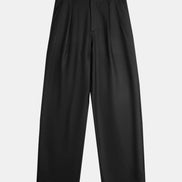 Signature Wool Pleated Trousers - Black