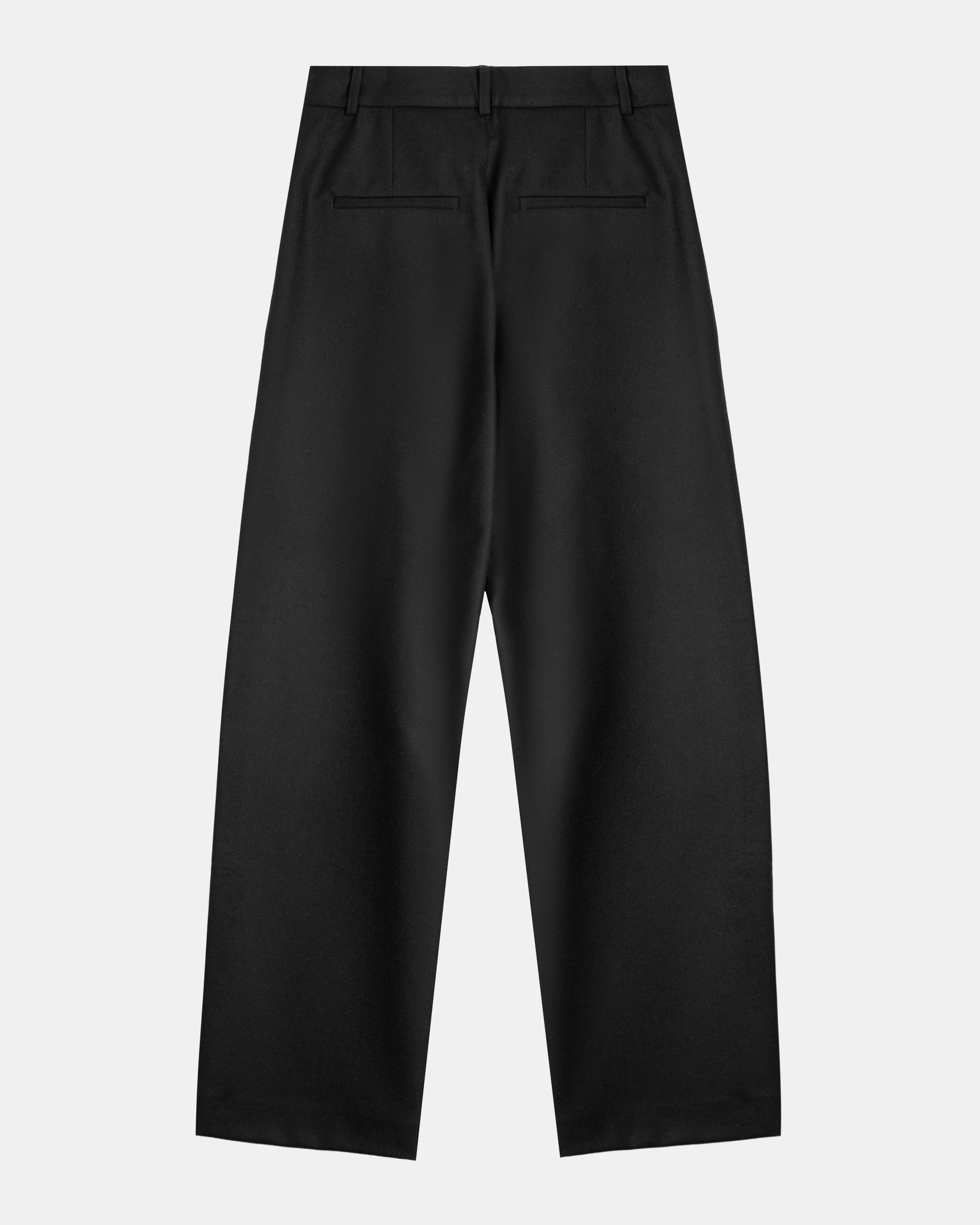 Black Wool Pleated Trousers - Straight fit, High rise | ADELA THE