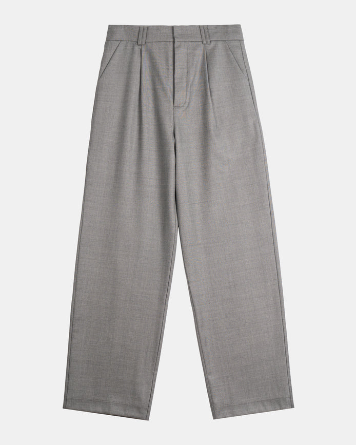 Signature Wool Pleated Trousers - Grey