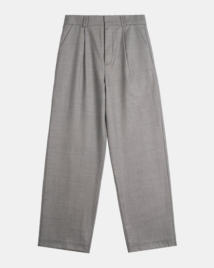 Signature Wool Pleated Trousers - Grey