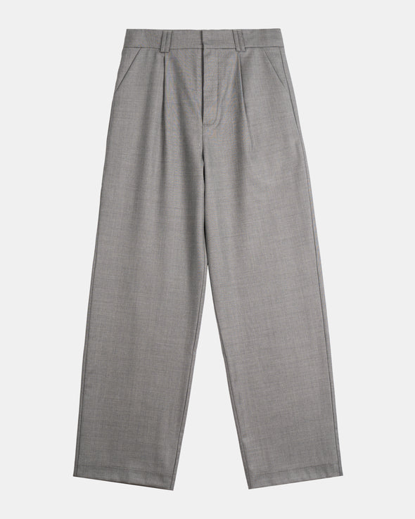 Signature Wool Pleated Trousers - Grey