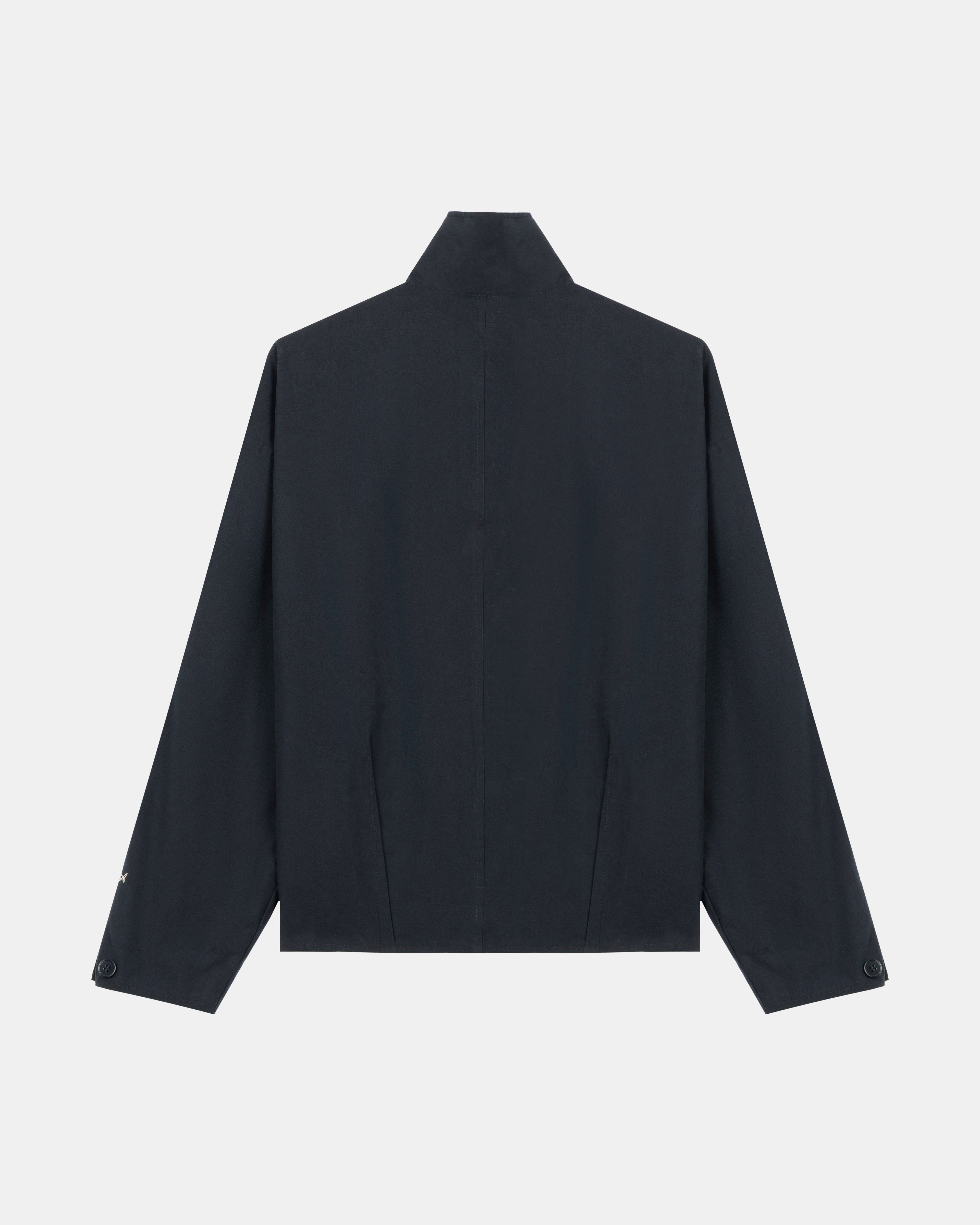 High Collar Blouson Jacket - Navy
