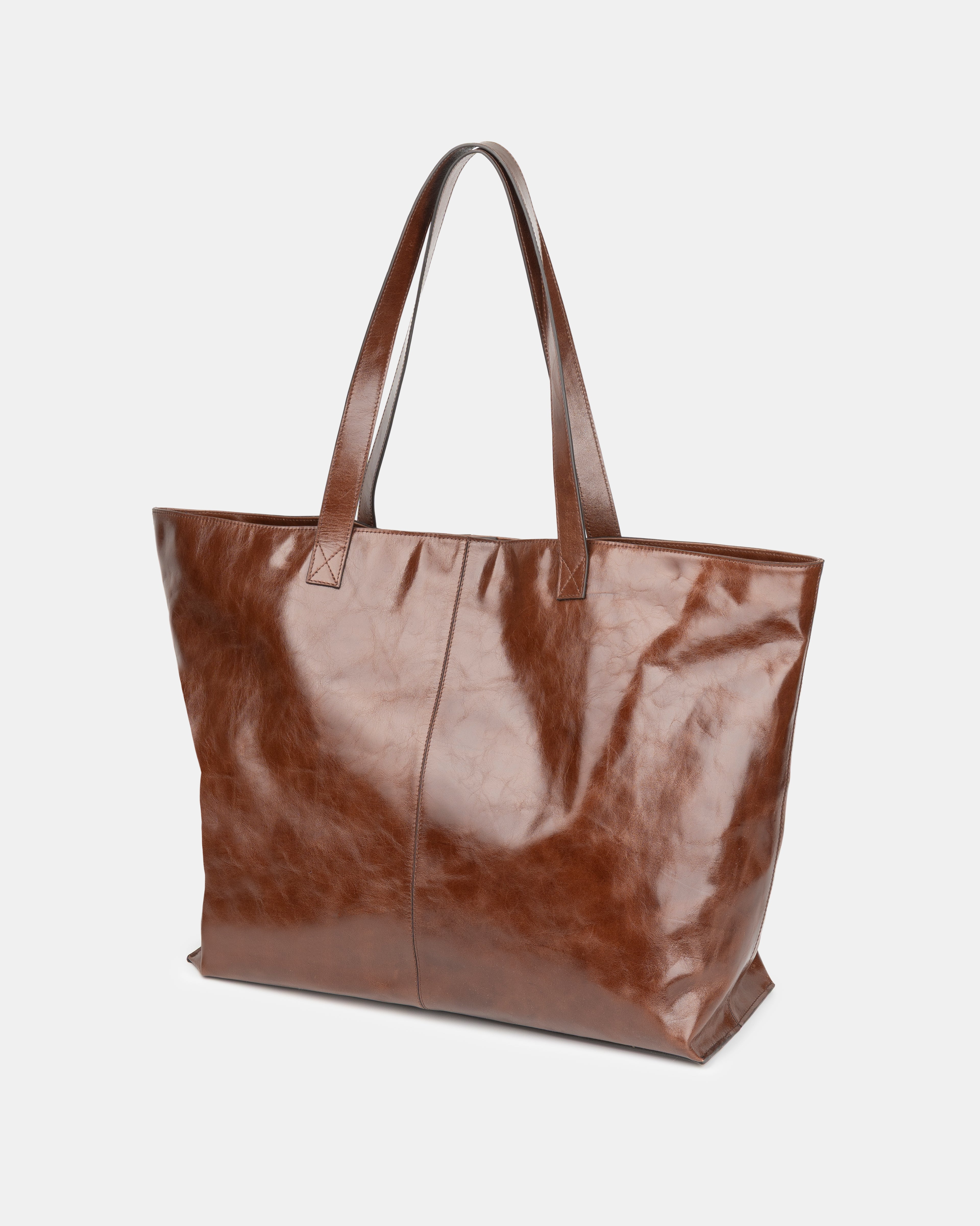 Maxi Leather Tote Bag - Cognac Brown | Pre Order