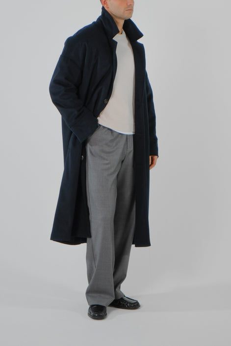 Wool Cashmere Coat - Navy