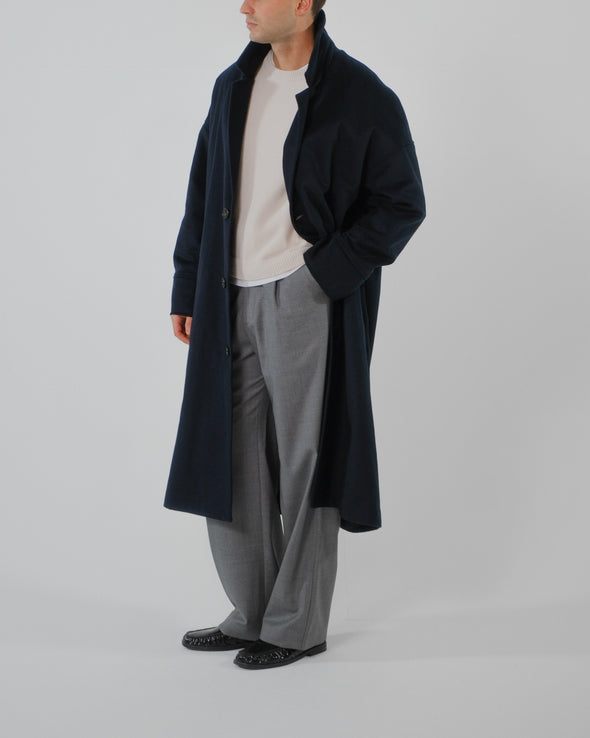 Wool Cashmere Coat - Navy