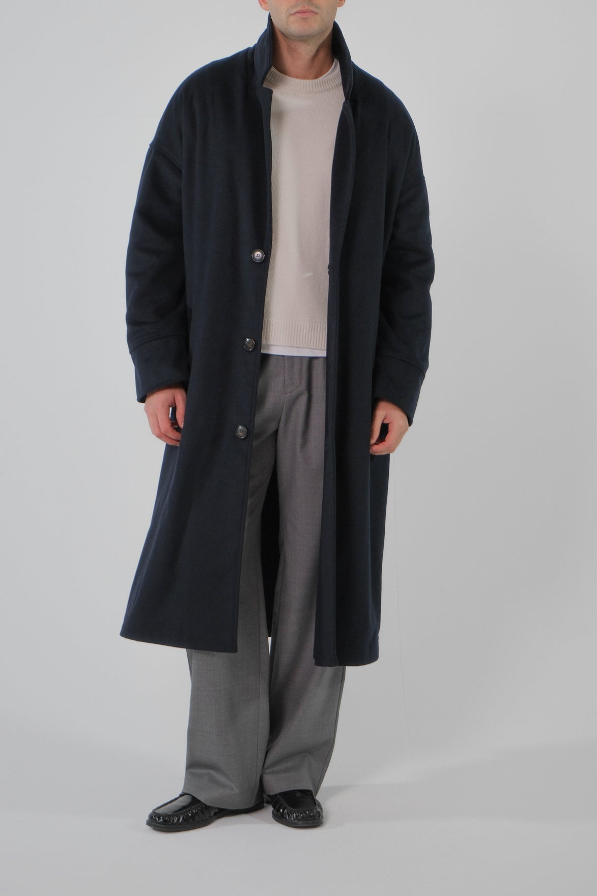 Wool Cashmere Coat - Navy | SAMPLE