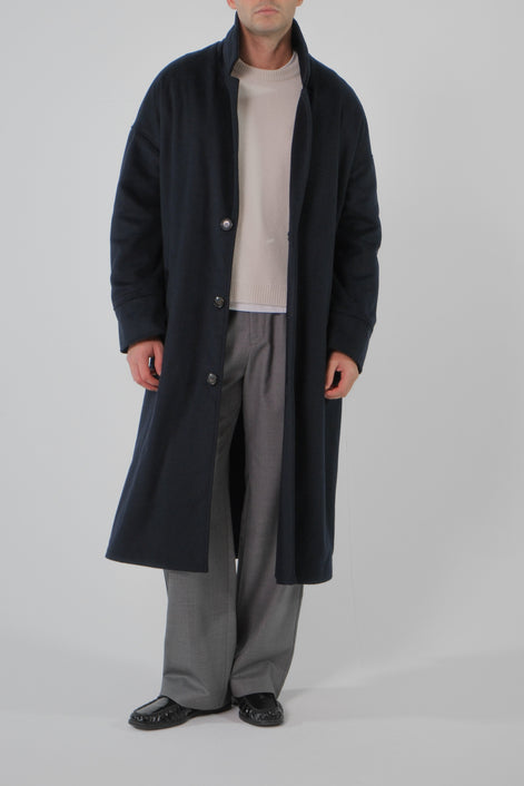 Wool Cashmere Coat - Navy