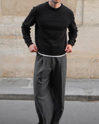 Wool Cashmere Crewneck - Black