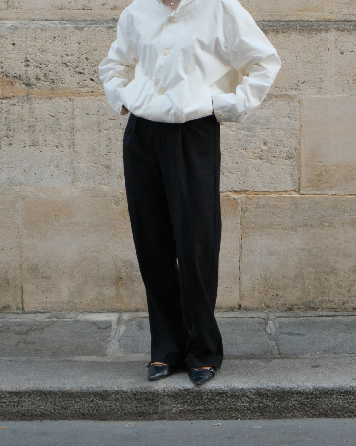 Signature Wool Pleated Trousers - Black