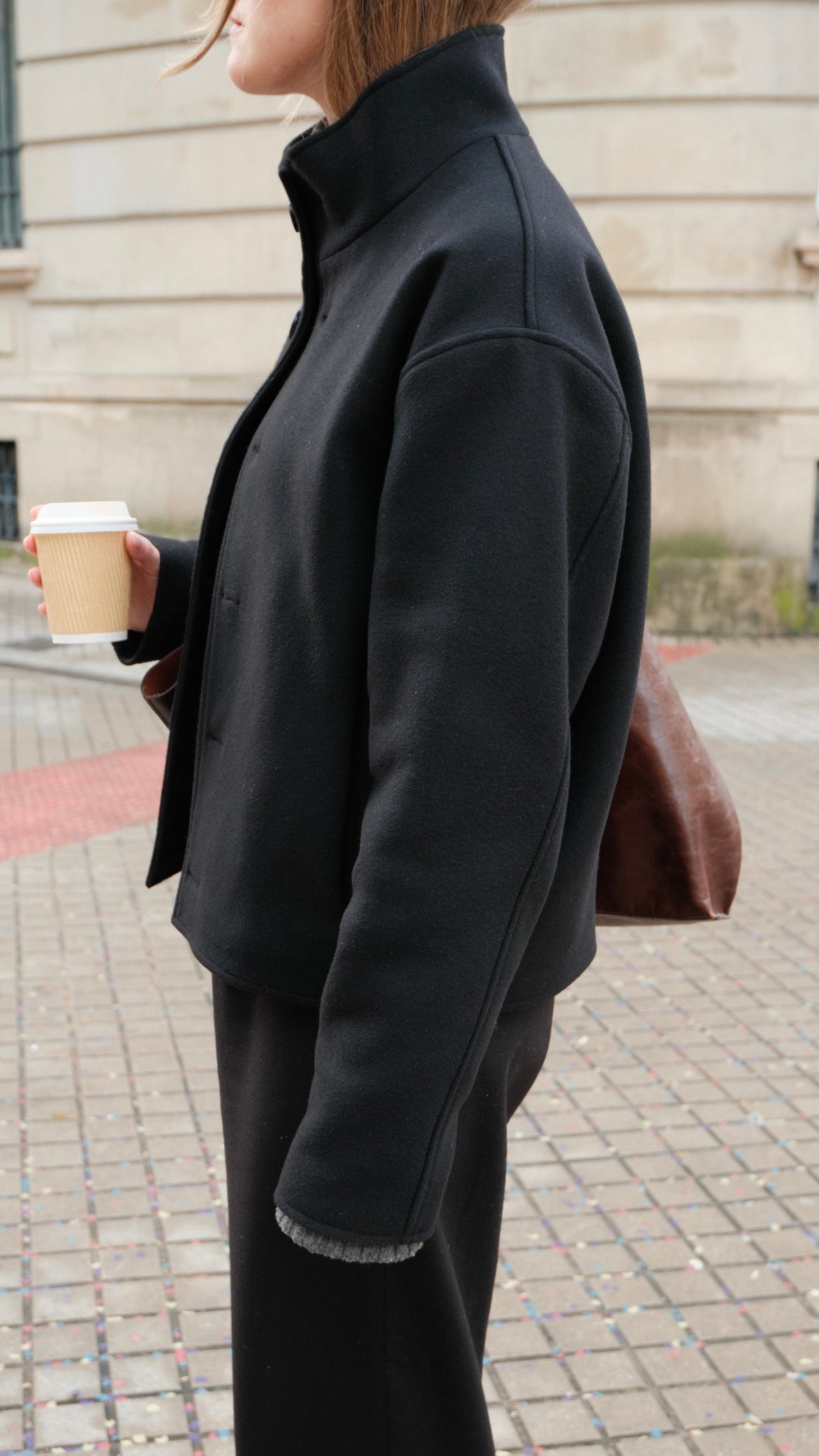 High Collar Wool Jacket - Black | Pre Order