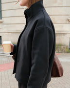 High Collar Wool Jacket - Black