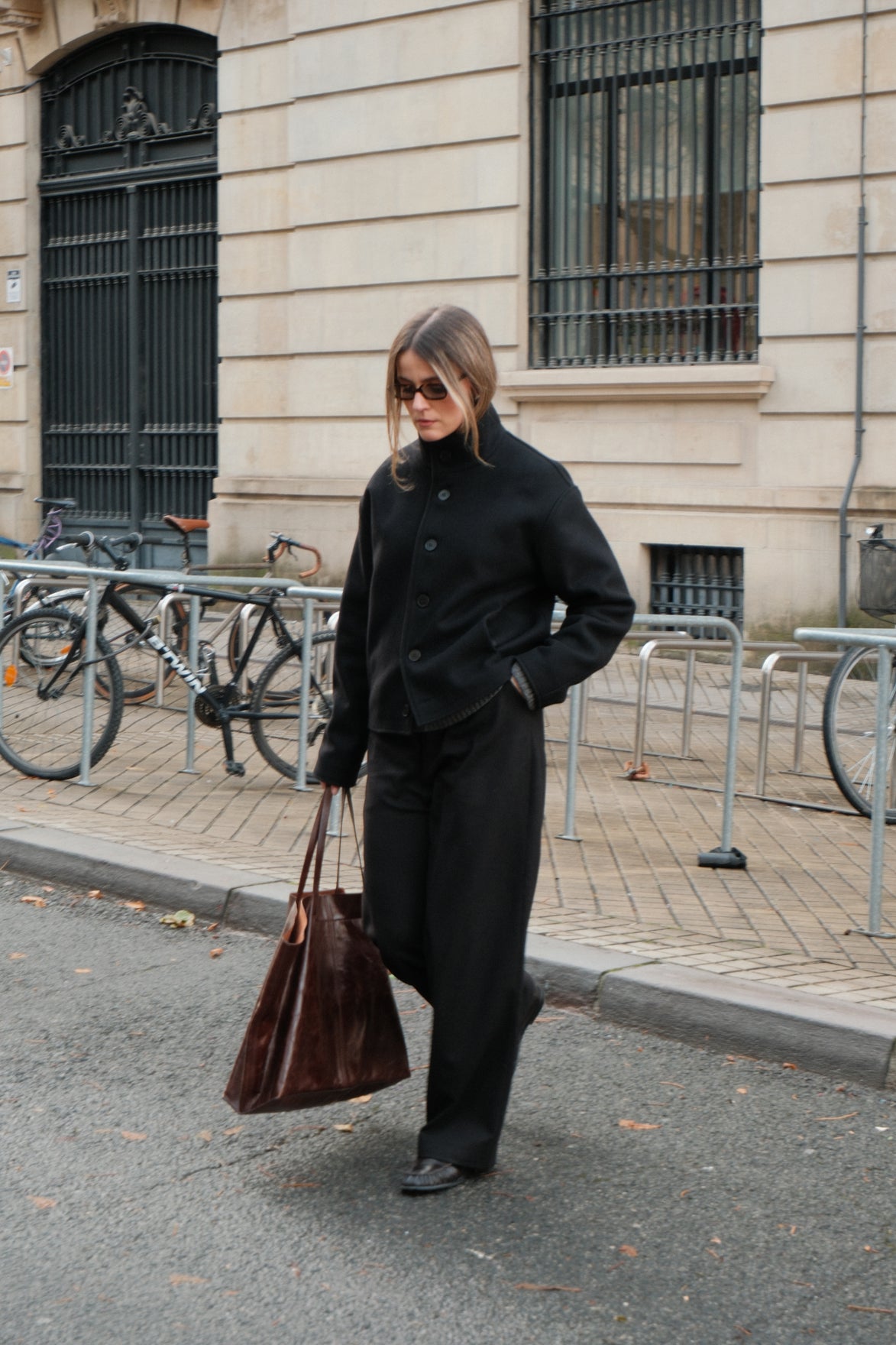 High Collar Wool Jacket - Black | 6-BUTTON STYLE SAMPLE