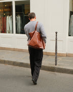 Maxi Leather Tote Bag - Cognac Brown