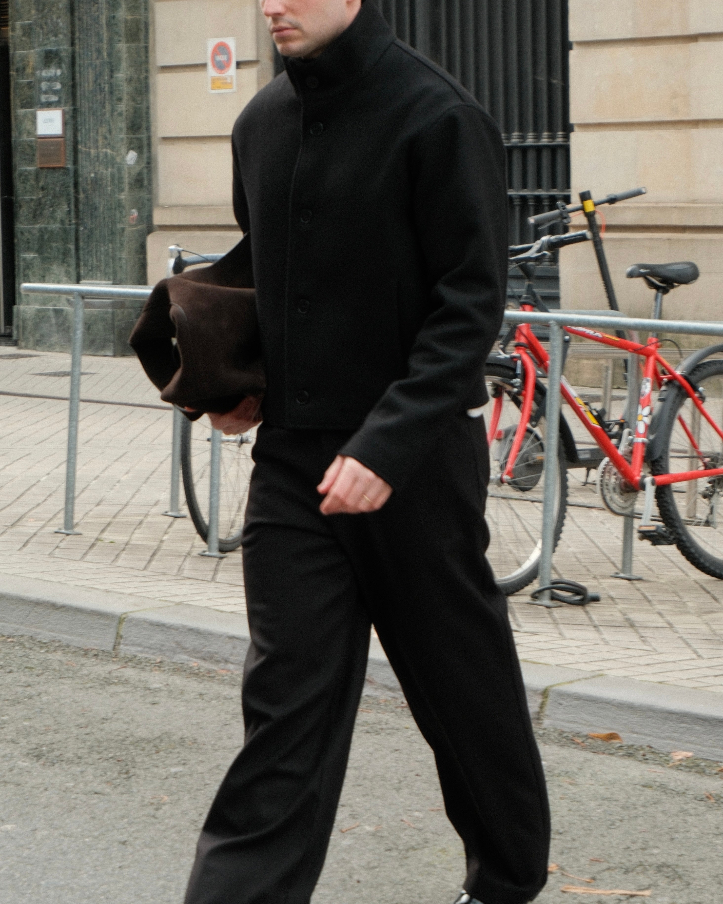 High Collar Wool Jacket - Black – ADELA THE STUDIO