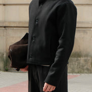 High Collar Wool Jacket - Black | Pre Order