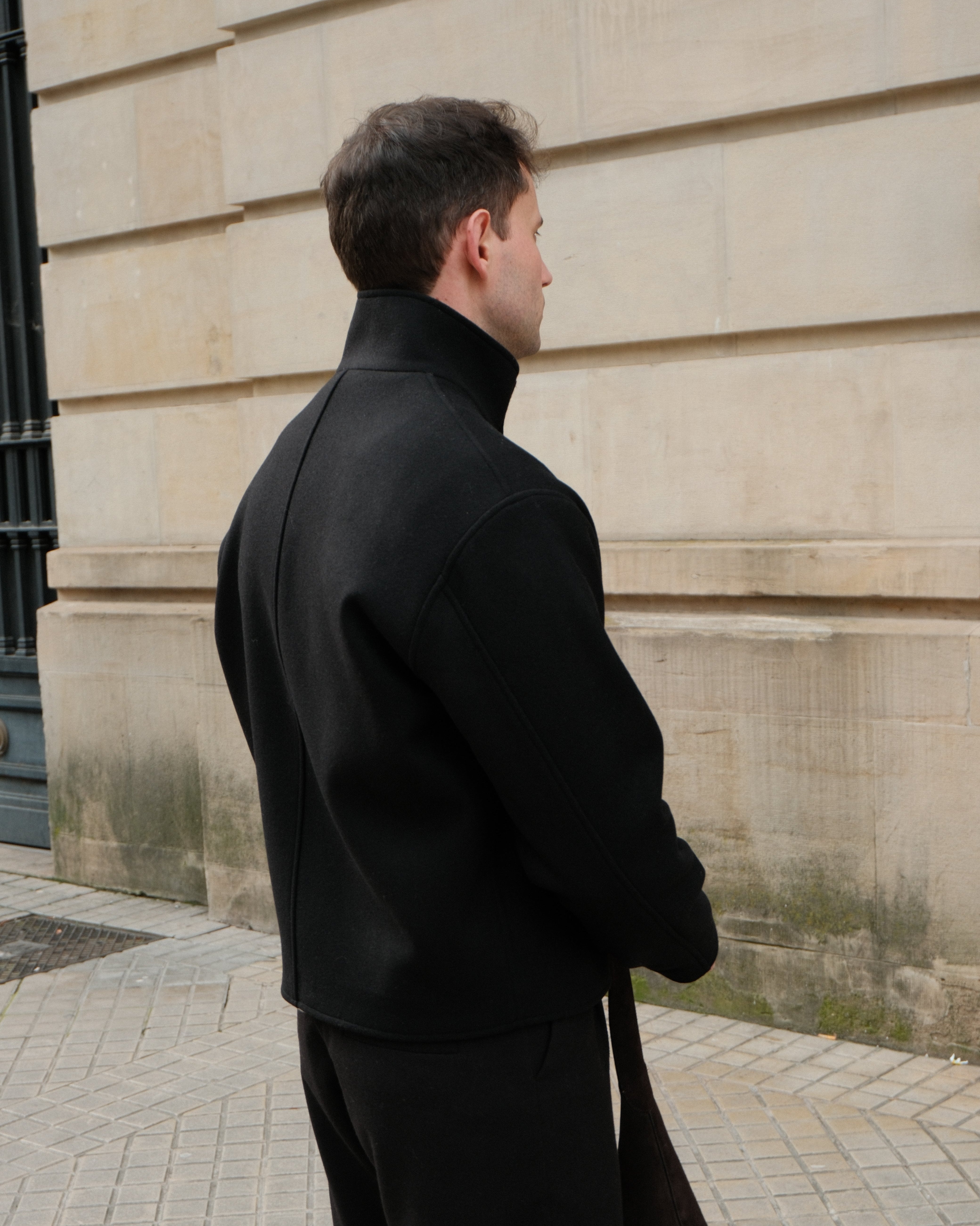 High Collar Wool Jacket - Black – ADELA THE STUDIO
