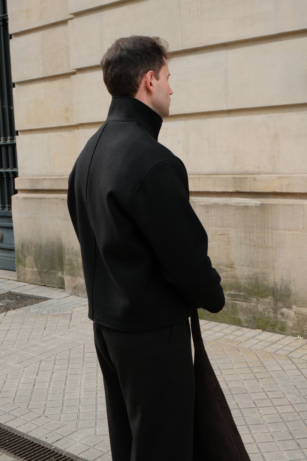 High Collar Wool Jacket - Black | Pre Order