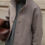 High Collar Wool Jacket - Taupe | Pre Order