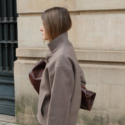 High Collar Wool Jacket - Taupe | Pre Order