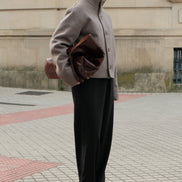 High Collar Wool Jacket - Taupe | Pre Order