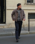 High Collar Wool Jacket - Taupe