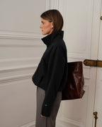 High Collar Blouson Jacket - Navy