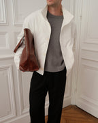 High Collar Blouson Jacket - Off White