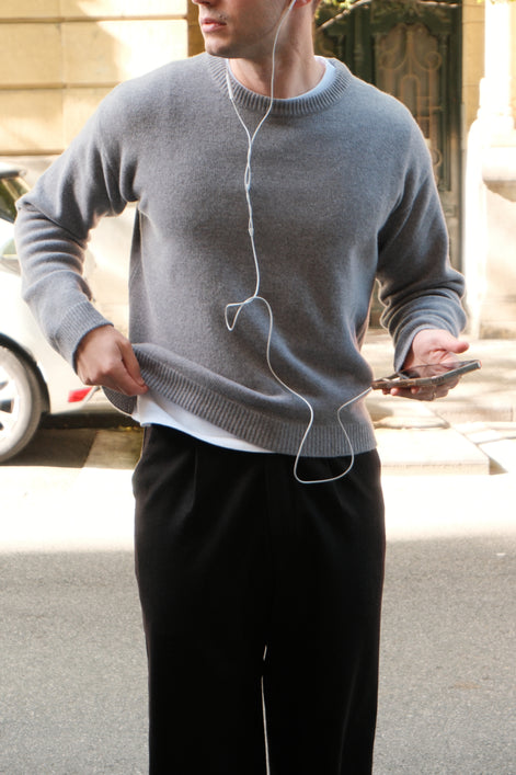 Wool Cashmere Crewneck - Grey