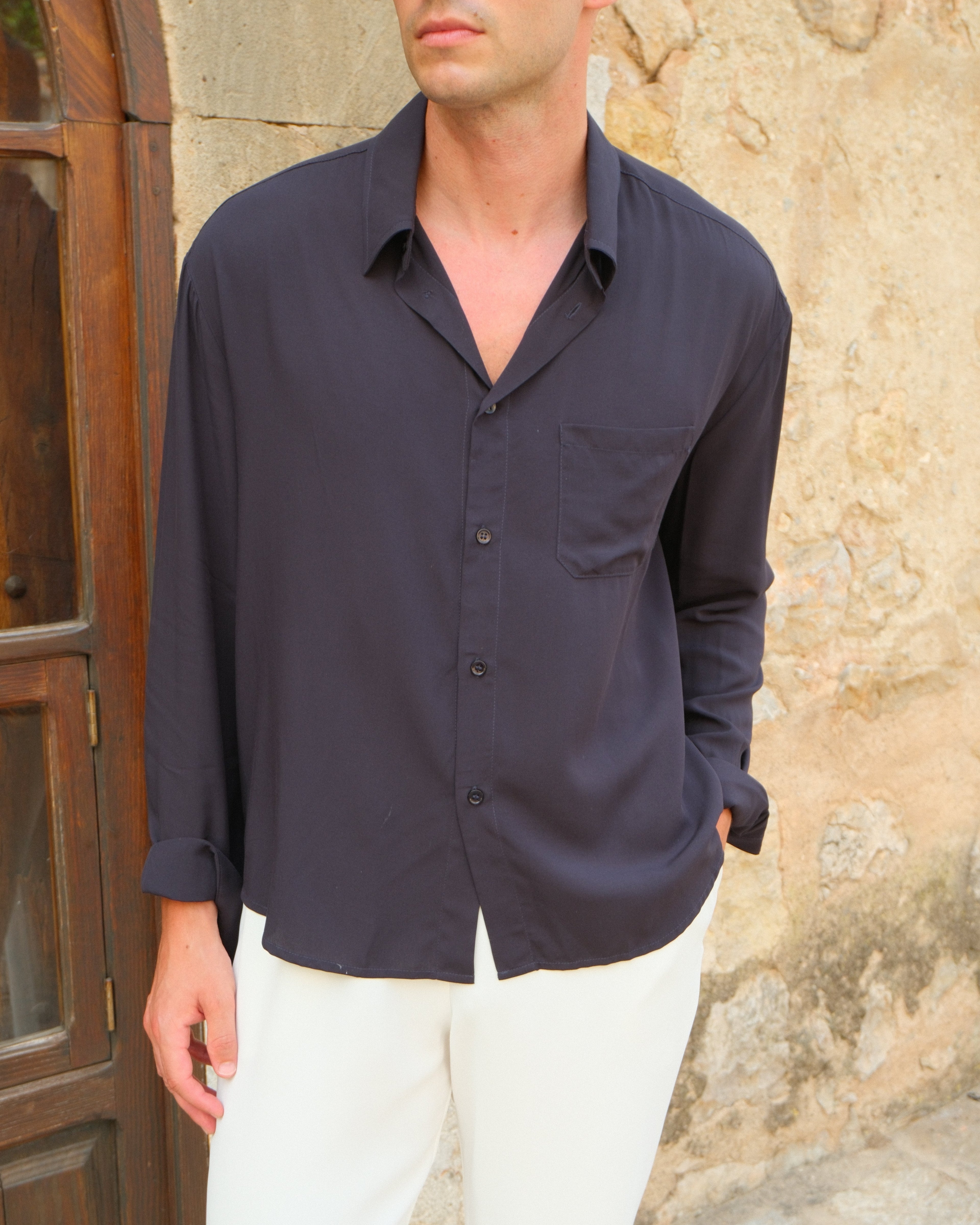 Drape Shirt - Navy